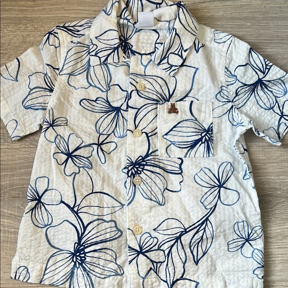 GAP Kids Blue Floral Button Down Shirt